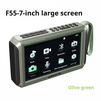 SANSUI F55 7-Inch LED Screen FM Radio MP4 Video Player Stereo Subwoofer Bluetooth Speaker Recorder TF USB Video Speaker