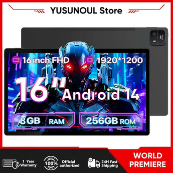 2026 New Flagship Giant Screen 16 Inch Tablet PC Android 14 Tablet 12000Mah 1920X1200 IPS Screen Wifi Play Store Bluetooth