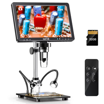 10.1'' HDMI Digital Microscope 2000X Coin Microscope with 10 Leds 20MP Soldering Microscope for Electronics,Pcb, Repair