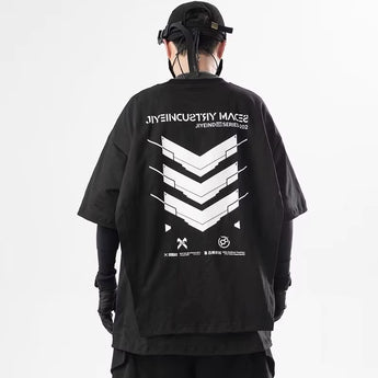 Y2K Techwear Men T Shirts Cape Design Fashion Casual Anime Harajuku Streetwear Short Sleeves Tops Tee Shirts for Men Oversized