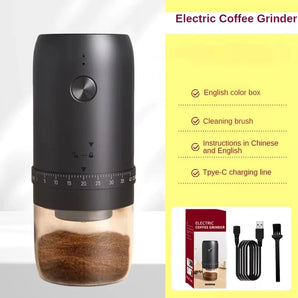 Portable 1800Mah Electric Coffee Bean Grinder 40 Gears External Adjustable Home Rechargeable Grinders Household Coffee Machine