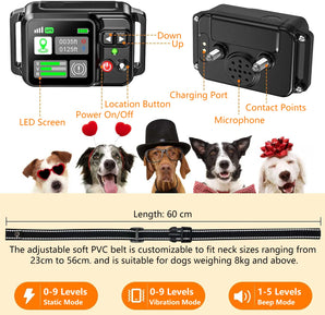 GPS Wireless Dog Fencing System - Electric Dog Fencing with GPS Electric Satellite Technology, Pet Fencing System Range 15 ~ 200